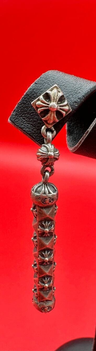 Chrome Hearts Dangle Pyramid Sterling Silver 925 Single Ear Drop Earring